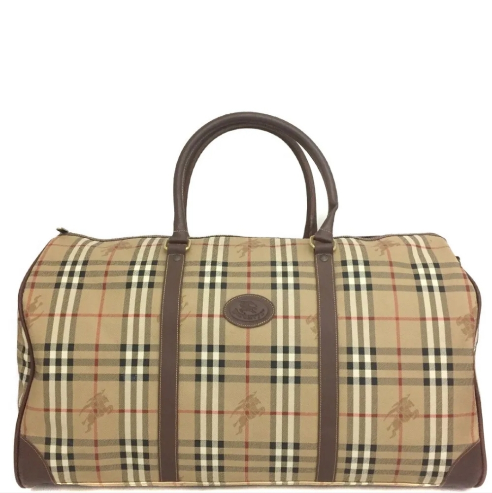 Burberrys Beige Nova Check  Canvas  Boston Hand Bag